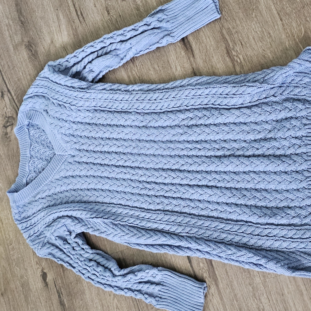 Women's Light Blue Cable Knit Sweater